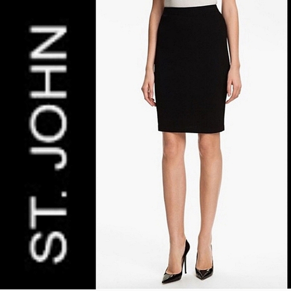 St. John Basics Classic Black Skirt In Black Knit Size 6 - Picture 1 of 8